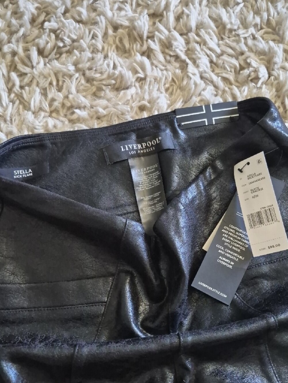 Liverpool Black Faux Leather Cropped Pants - Picture 3 of 6